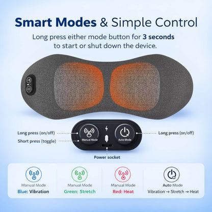 3-in-1 Back Massager with Heat | Vibration | Lumbar Support | Electric | Home & Office