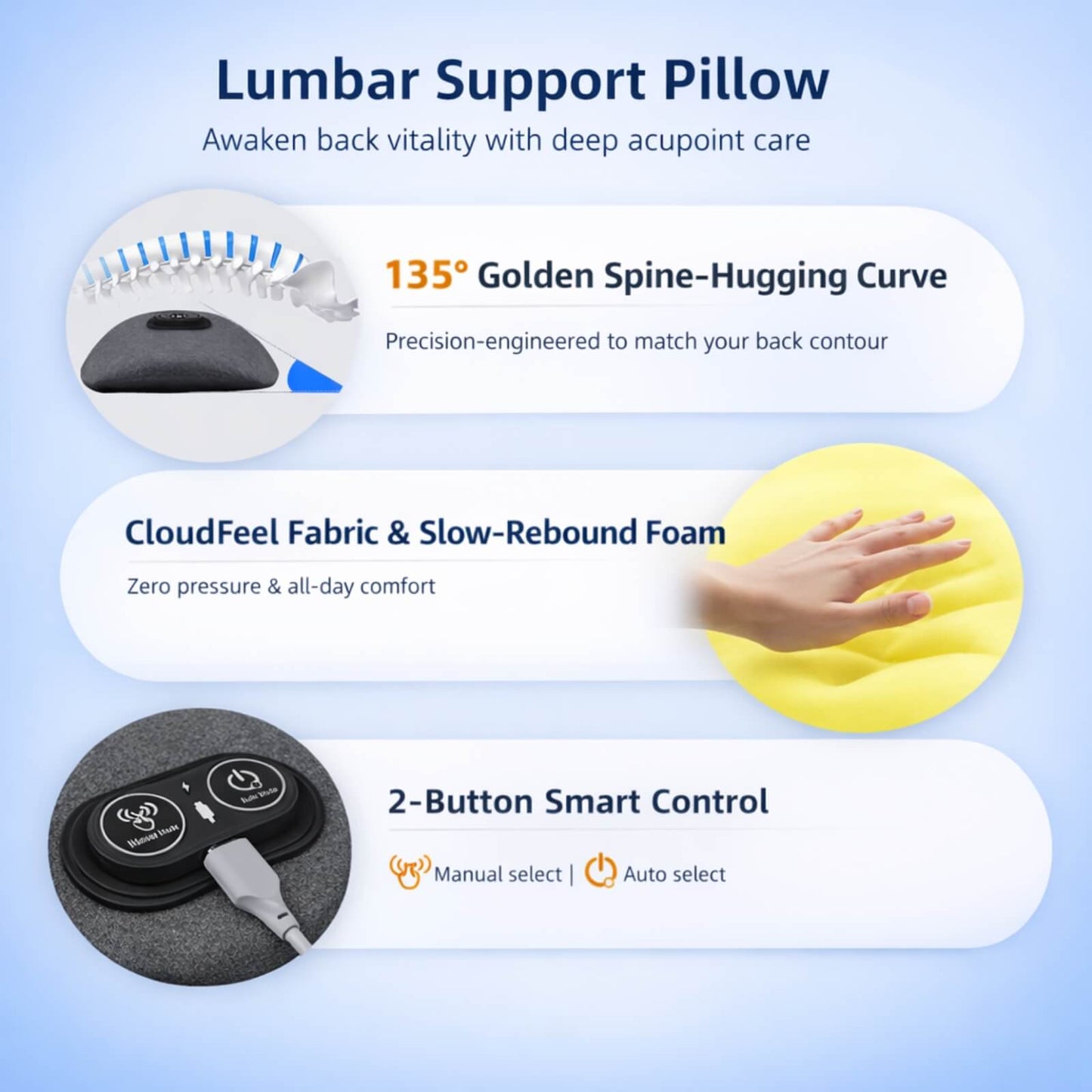 3-in-1 Back Massager with Heat | Vibration | Lumbar Support | Electric | Home & Office