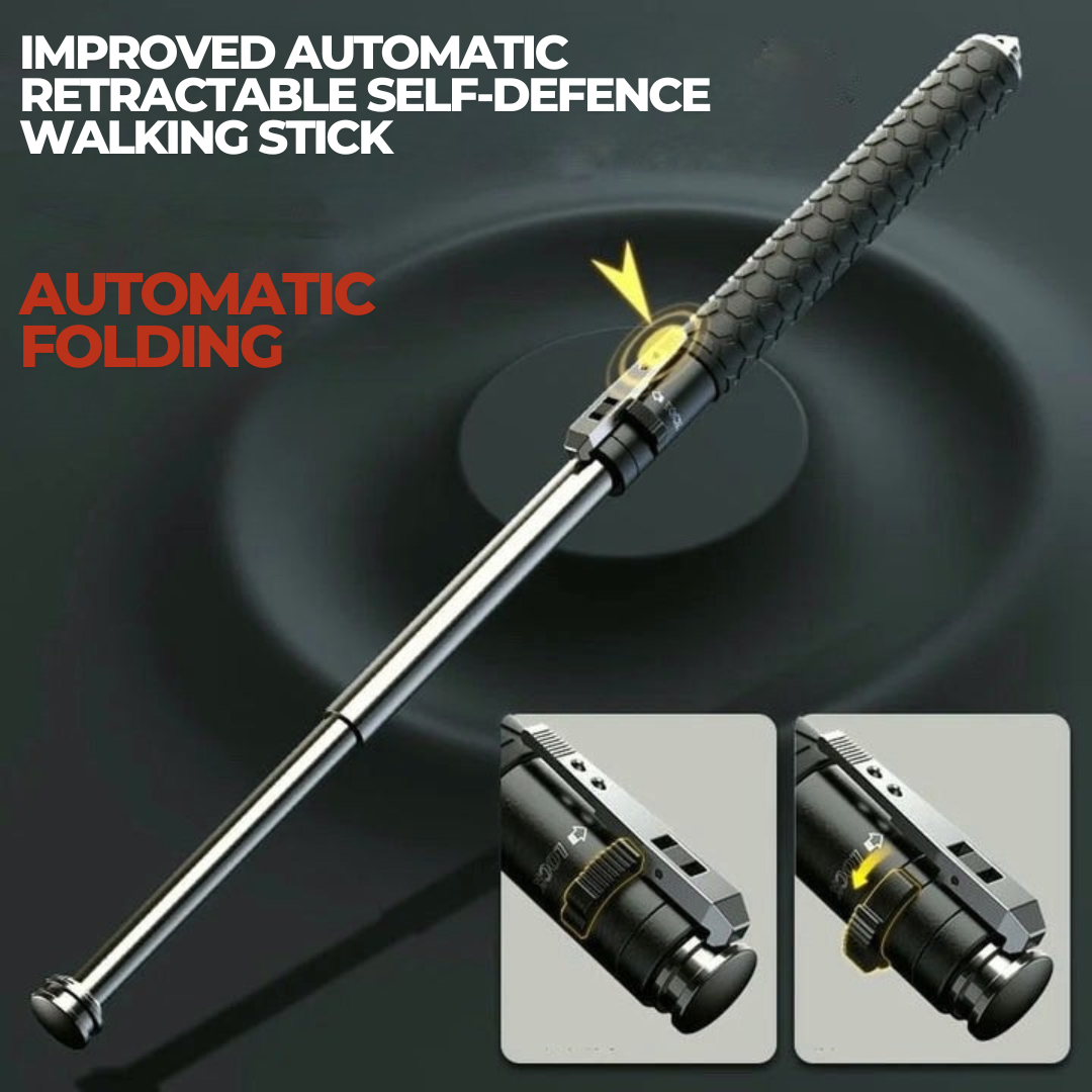 Walking Stick | Automatic Self-Defence | Folding | Anti-Slip Grip | Hiking & Urban Use