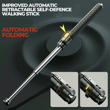 Walking Stick | Automatic Self-Defence | Folding | Anti-Slip Grip | Hiking & Urban Use