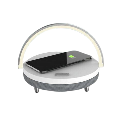 LED Desk Lamp with Bluetooth Speaker & Wireless Charger | Bluetooth 5.0 | 10W Qi Charging | White