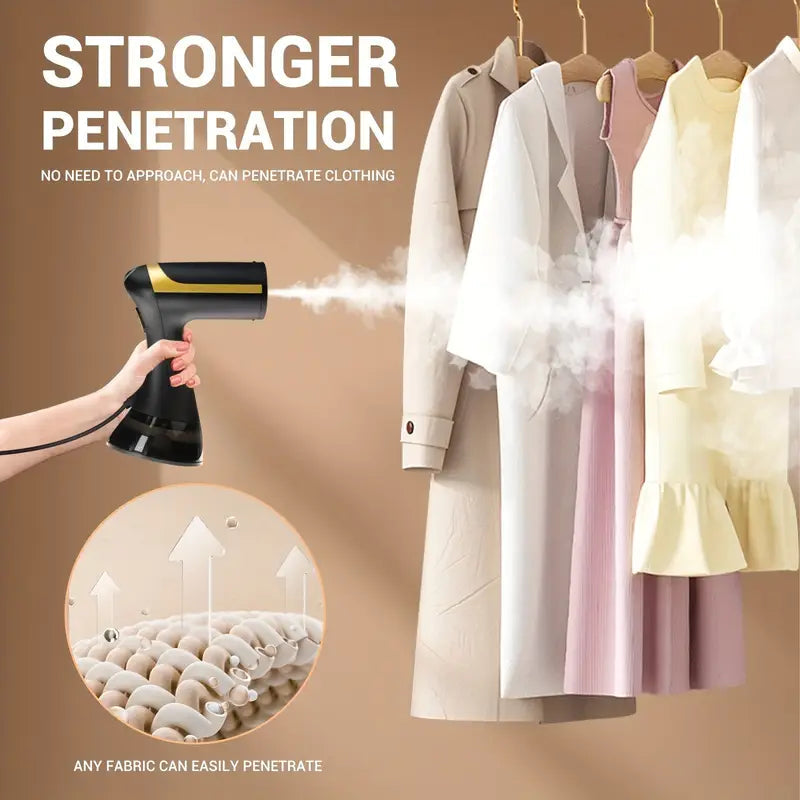 Handheld Fabric Steamer | 1500W | 200ml Water Tank | 30-Second Heat-Up | 2m Cable | White & Black