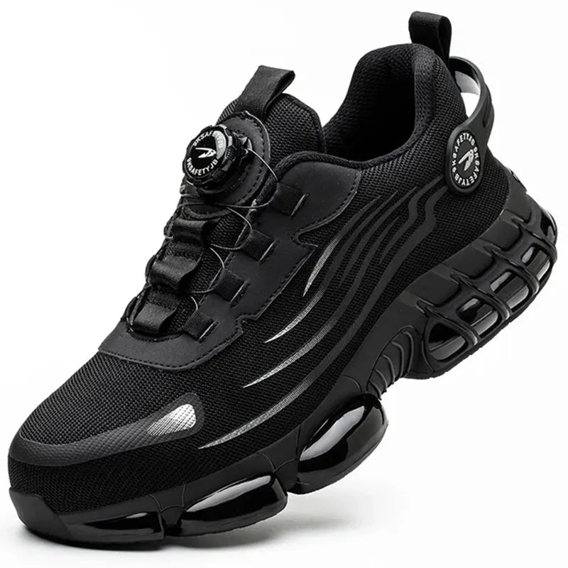 Extra Wide Safety Shoes | Ergonomic Arch Support | Breathable | Sizes 38–46 | Black & Grey