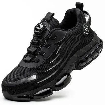 Extra Wide Safety Shoes | Ergonomic Arch Support | Breathable | Sizes 38–46 | Black & Grey