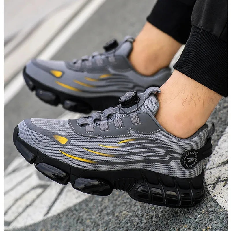 Extra Wide Safety Shoes | Ergonomic Arch Support | Breathable | Sizes 38–46 | Black & Grey
