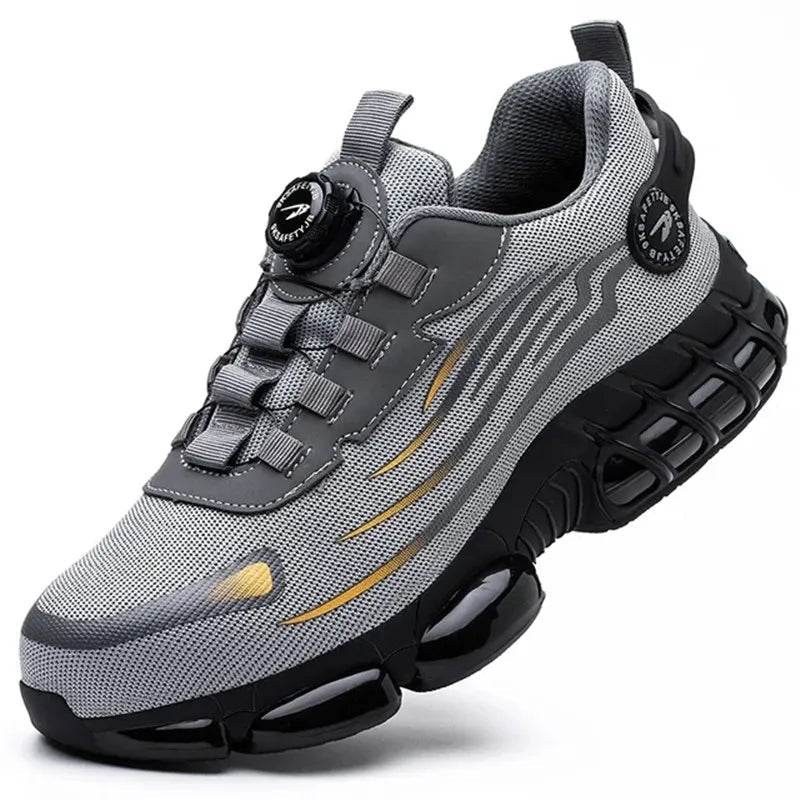 Extra Wide Safety Shoes | Ergonomic Arch Support | Breathable | Sizes 38–46 | Black & Grey