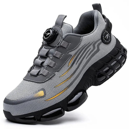 Extra Wide Safety Shoes | Ergonomic Arch Support | Breathable | Sizes 38–46 | Black & Grey