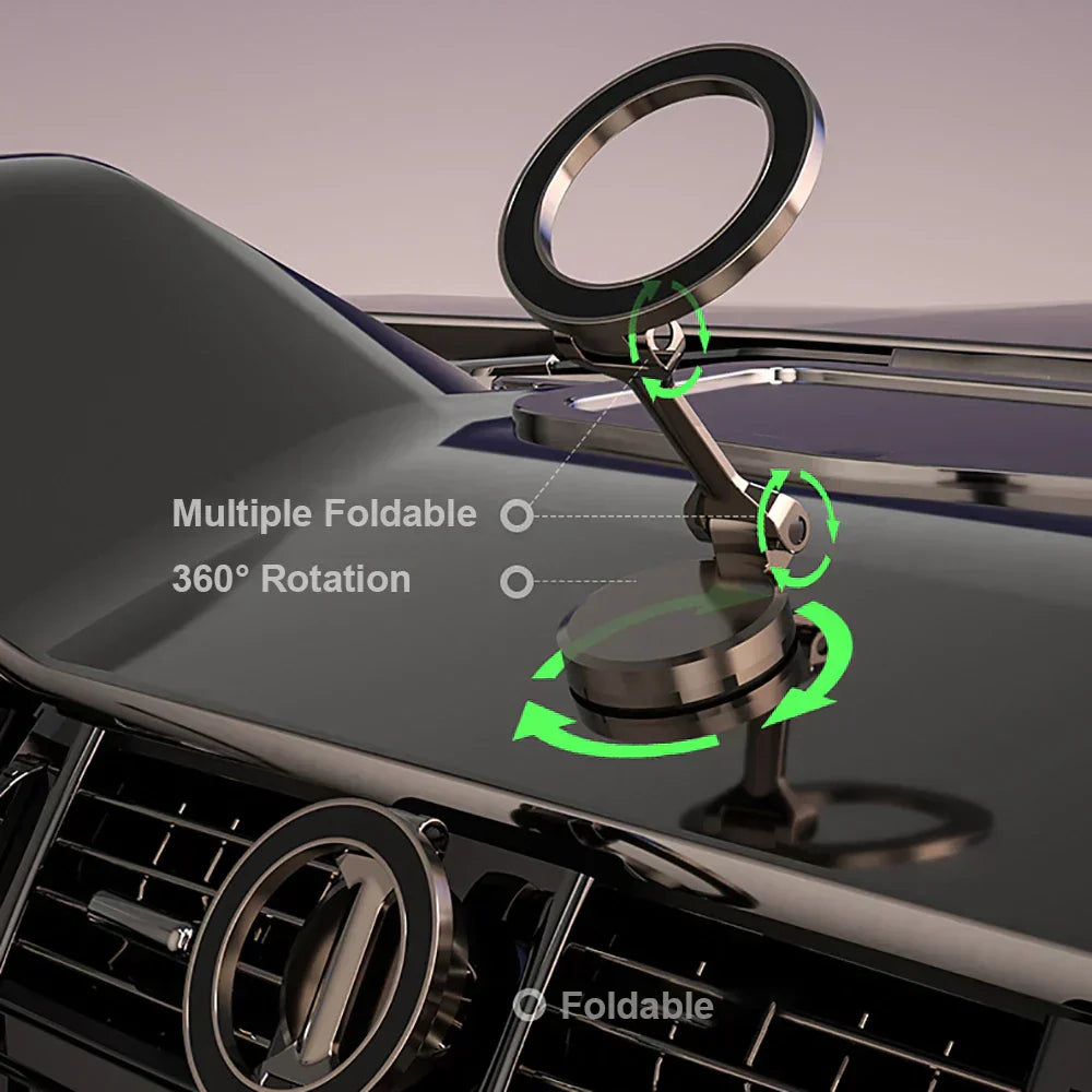 Magnetic Car Phone Holder | 360 Degree Rotating | Foldable | Zinc Alloy & ABS | Universal Fit