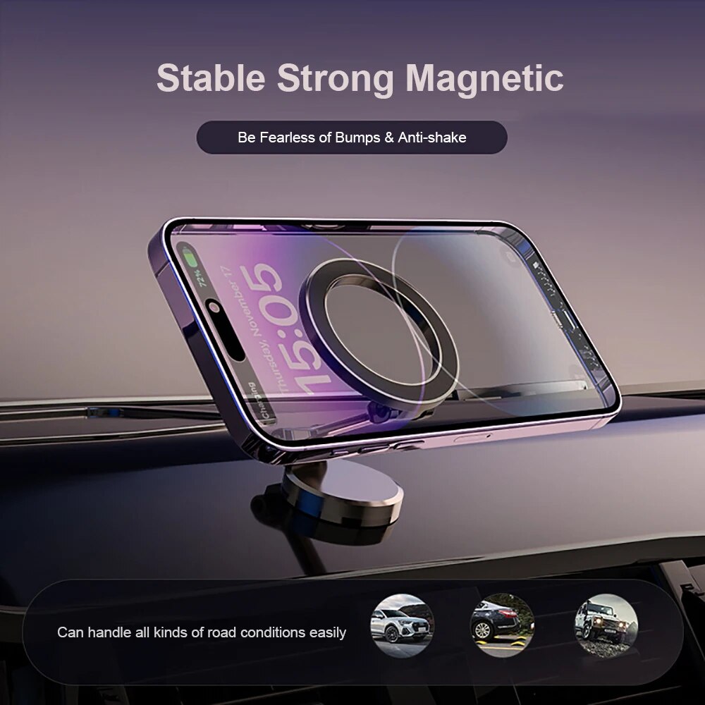 Magnetic Car Phone Holder | 360 Degree Rotating | Foldable | Zinc Alloy & ABS | Universal Fit