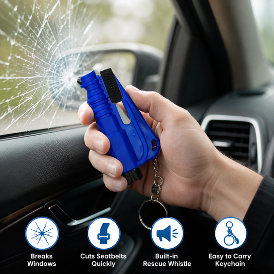 2-in-1 Car Safety Hammer & Rescue Whistle