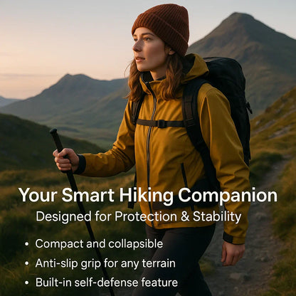 Walking Stick | Automatic Self-Defence | Folding | Anti-Slip Grip | Hiking & Urban Use