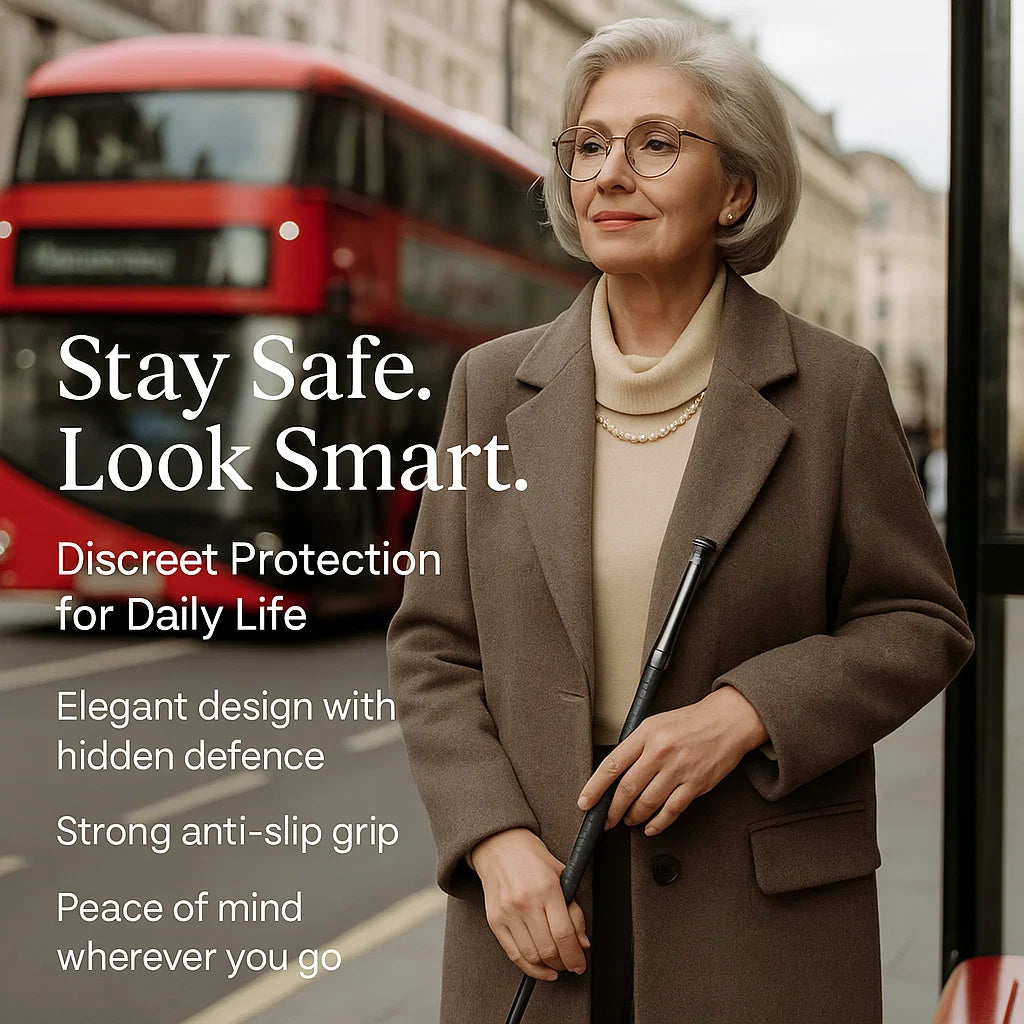 Walking Stick | Automatic Self-Defence | Folding | Anti-Slip Grip | Hiking & Urban Use