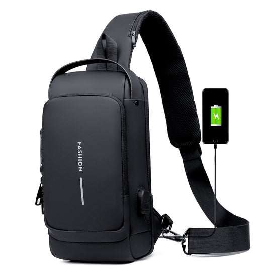 Waterproof Crossbody Bag | Anti-Theft Hidden Zip | USB 3.0 Charging Port | Oxford | Unisex