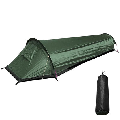 1-Person Camping Tent | Waterproof PU2000 & PU3000 | Aluminium Poles | 0.7kg | Green & Orange