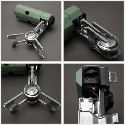 Camping Gas Burner | Windproof Fuel-Efficient | Compact Foldable | Army Green & Khaki