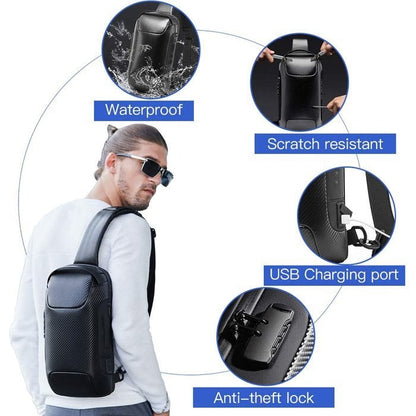 Waterproof Crossbody Bag | Anti-Theft Hidden Zip | USB 3.0 Charging Port | Oxford | Unisex