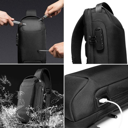 Waterproof Crossbody Bag | Anti-Theft Hidden Zip | USB 3.0 Charging Port | Oxford | Unisex