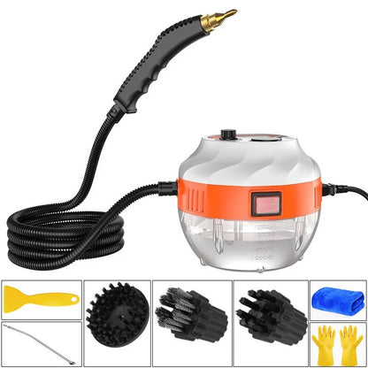High-Pressure Steam Cleaner | 2800W | Chemical-Free | For Kitchen, Car & Bathroom | Orange & White