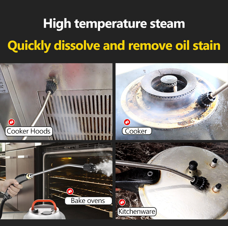 High-Pressure Steam Cleaner | 2800W | Chemical-Free | For Kitchen, Car & Bathroom | Orange & White