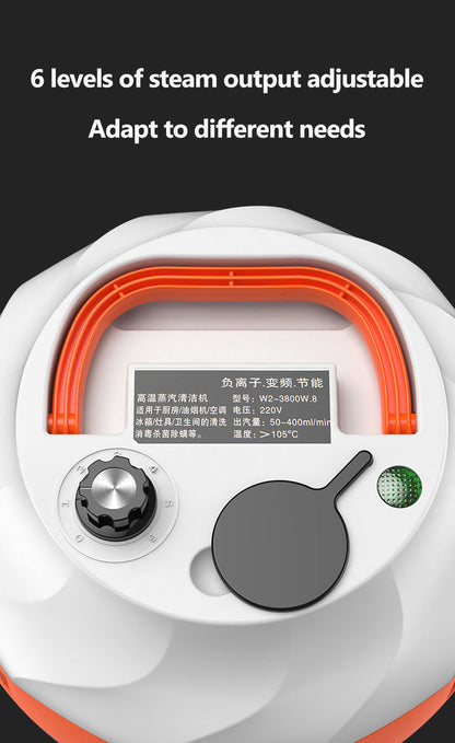High-Pressure Steam Cleaner | 2800W | Chemical-Free | For Kitchen, Car & Bathroom | Orange & White