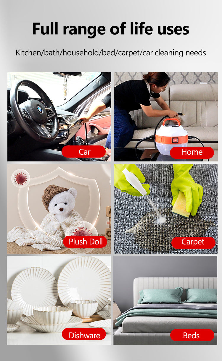 High-Pressure Steam Cleaner | 2800W | Chemical-Free | For Kitchen, Car & Bathroom | Orange & White