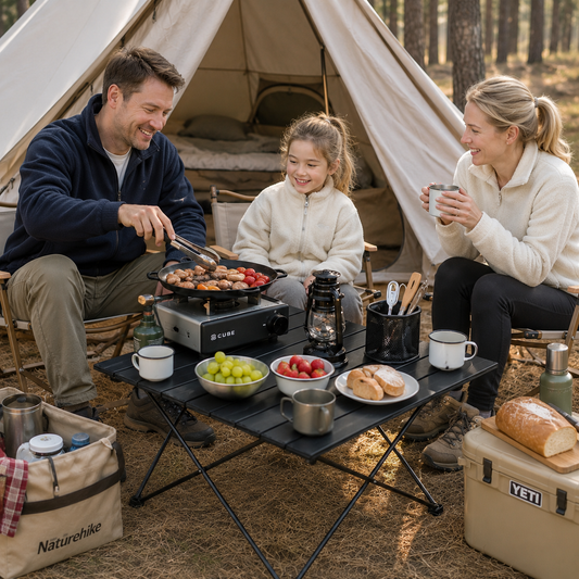 Folding Aluminium Camping Table | Lightweight | Weather-Resistant | 3 Sizes | Black