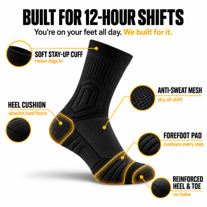 Herena ShiftProof™ Cushioned Work Socks for Long Shifts & Hard Floors