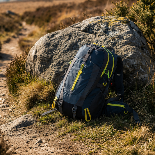 40L Waterproof Hiking Backpack | Adjustable Straps | Padded Back Panel | Blue, Black & Grey