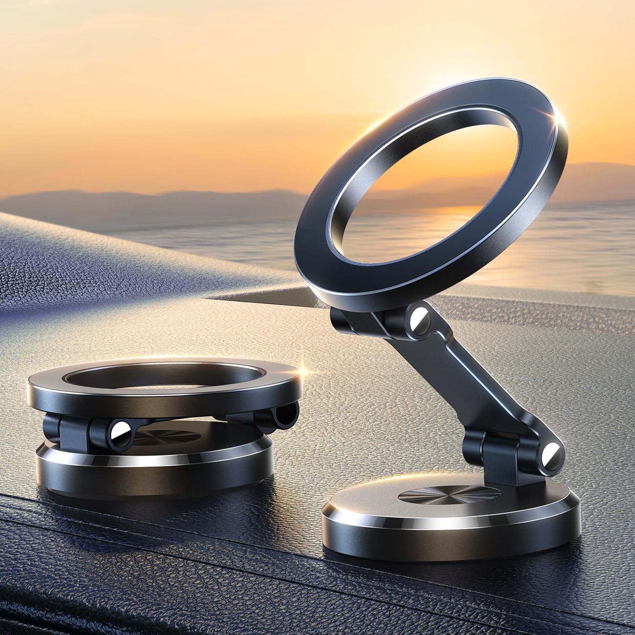 Magnetic Car Phone Holder | 360 Degree Rotating | Foldable | Zinc Alloy & ABS | Universal Fit