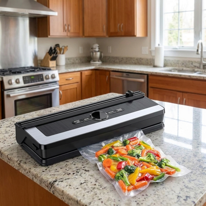 Vacuum Sealer | Built-In Bag Cutter | LED Indicator | Dry & Moist Food | 15 Bags Included