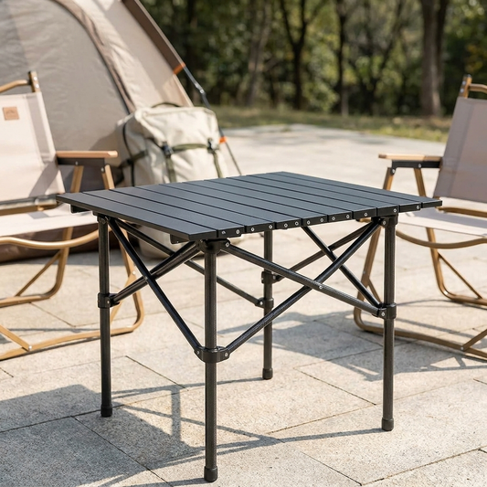 Foldable Camping Table | X-Frame | Heat-Resistant Surface | Carbon Steel