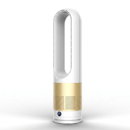 Bladeless Tower Fan & Air Purifier | HEPA | Quiet DC Motor | Remote | White, Platinum & Silver