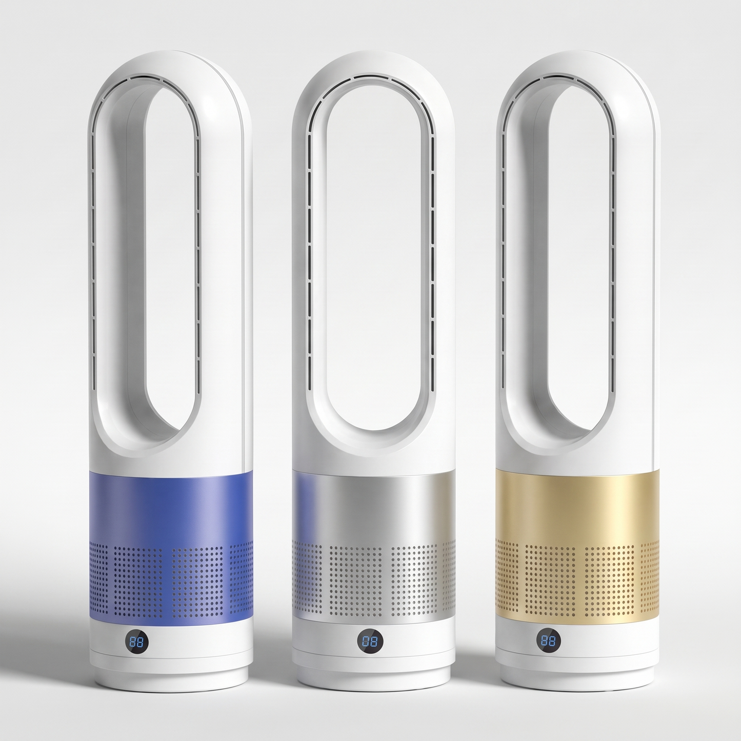 Bladeless Tower Fan & Air Purifier | HEPA | Quiet DC Motor | Remote | White, Platinum & Silver