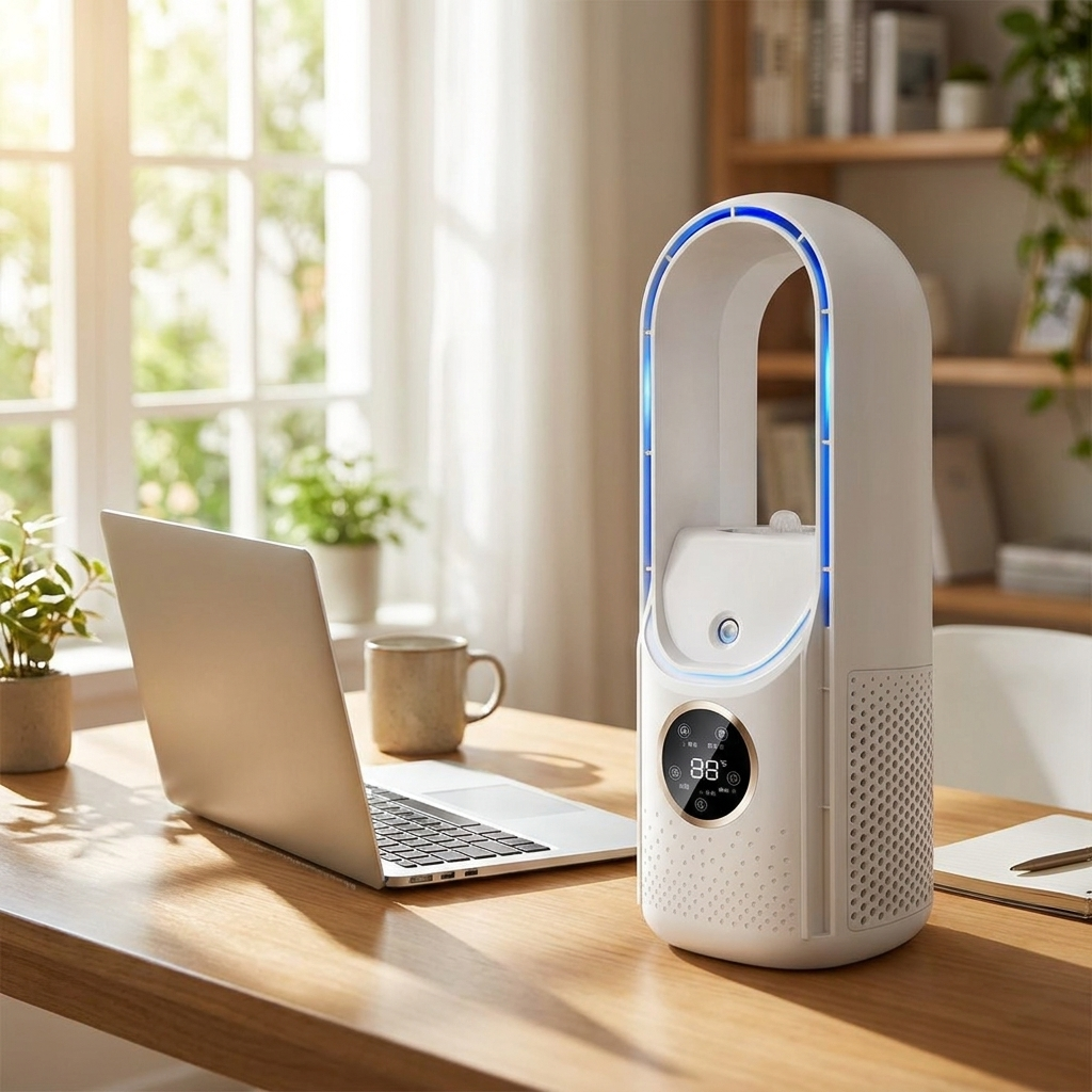 Bladeless Personal Air Cooler | LED Display | Compact Desktop | Quiet Operation