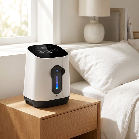 Portable Oxygen Concentrator on bedside table