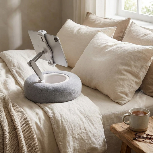 Plush Device Pillow Stand | Adjustable Viewing Angle | Soft Tablet & Phone Holder