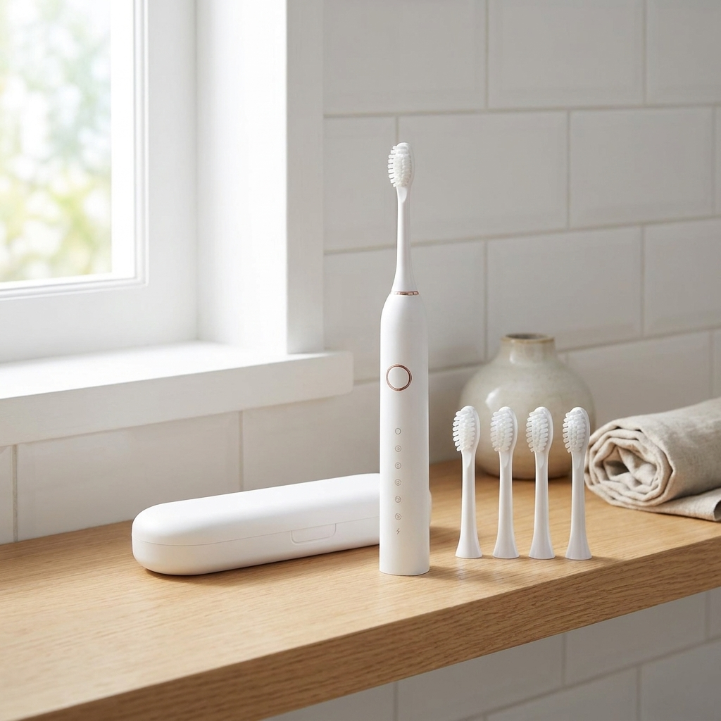 Sonic Electric Toothbrush | 4 Brush Heads & Storage Box | Rechargeable Adult Design