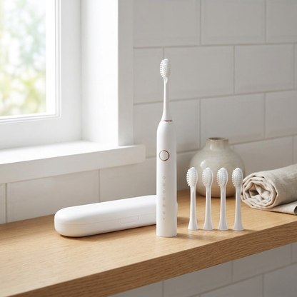 Sonic Electric Toothbrush | 4 Brush Heads & Storage Box | Rechargeable Adult Design