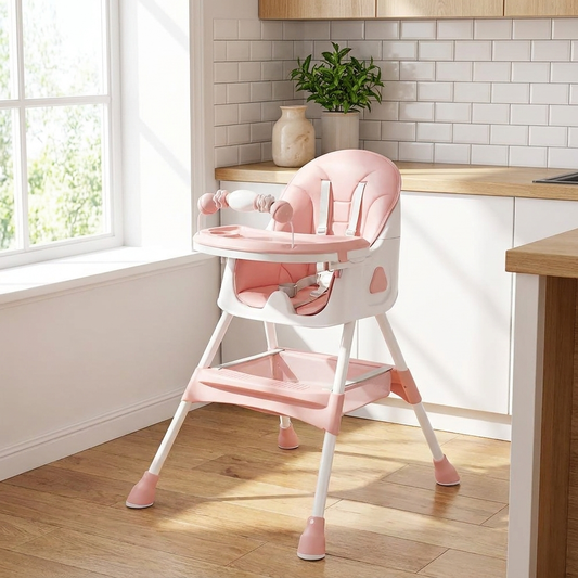 Baby High Chair | 3-in-1 Foldable Design | Adjustable With Safety Belt