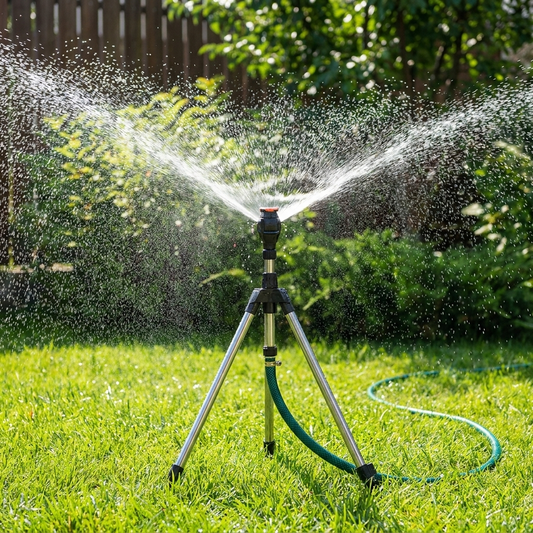 Rotating Tripod Sprinkler | High Pressure | Adjustable Garden Watering Tool