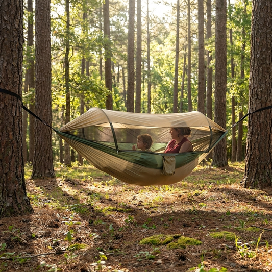 Double Camping Hammock | Mosquito Net Included | Comfortable Outdoor Design