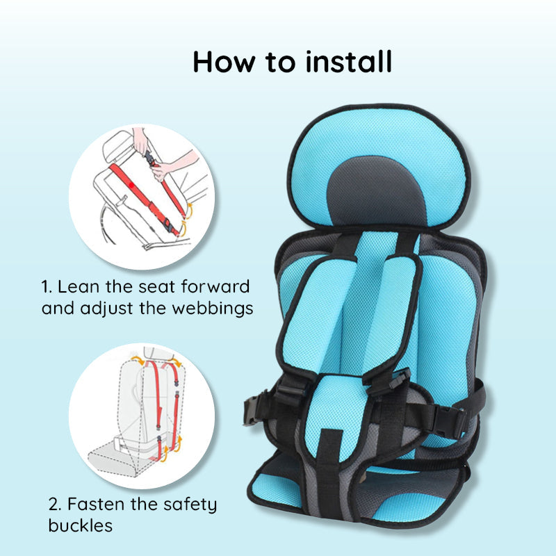 Child Car Seat Cushion | Integrated Seatbelt Guide | Ages 0–12 | Small & Large | 8 Colours
