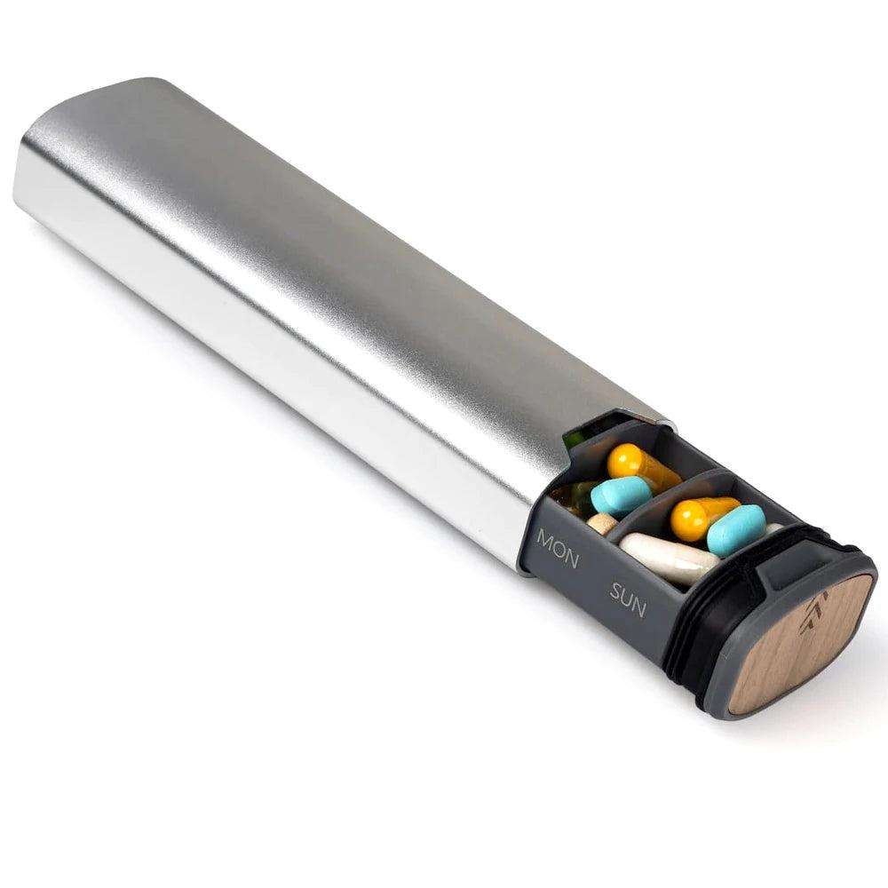 Weekly Pill Organiser | Wooden & Aluminium Design | 7-Day Medication Case