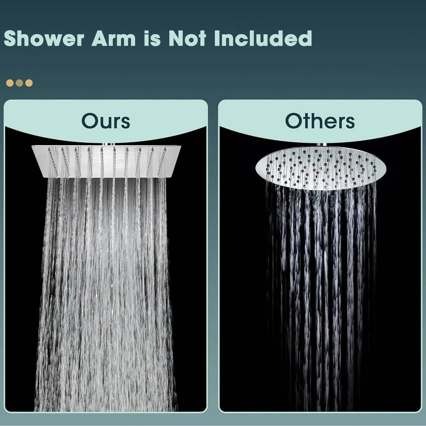 Ceiling Rainfall Shower Head | 16-Inch Filtered | Ultra Thin Design