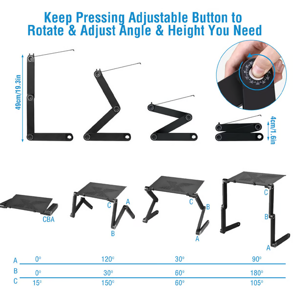 Laptop Stand | Aluminium Alloy | 360 Degree Adjustable | Foldable to 4cm | Fits 7-21in Laptops
