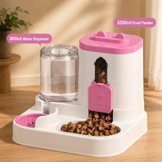 Automatic Pet Feeder & Water Dispenser | For Dogs & Cats | Programmable Design