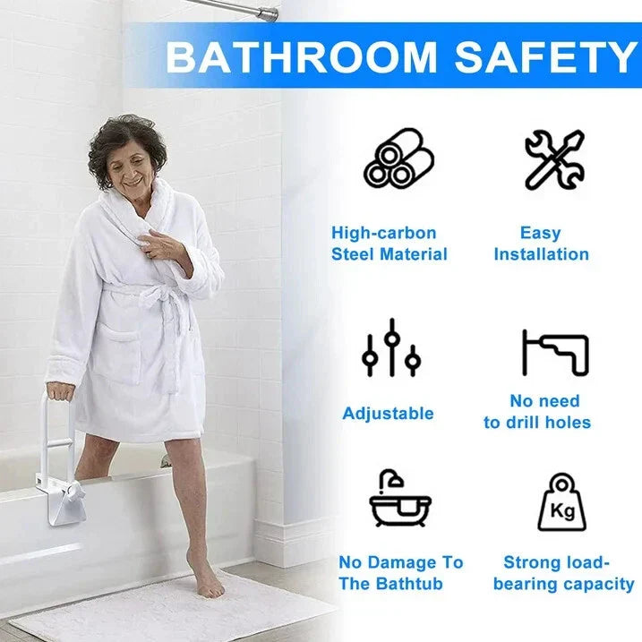 Bathtub Grab Bar | Non-Slip Ergonomic Handle | Tool-Free Installation | 2 Sizes