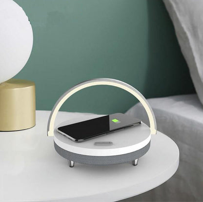 LED Desk Lamp with Bluetooth Speaker & Wireless Charger | Bluetooth 5.0 | 10W Qi Charging | White